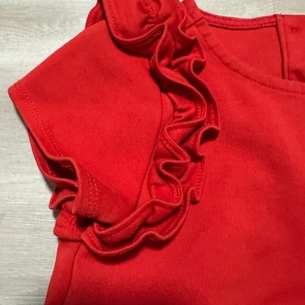 Janie & Jack Girl's Red Ruffle Short-Sleeve Blouse Size 5T